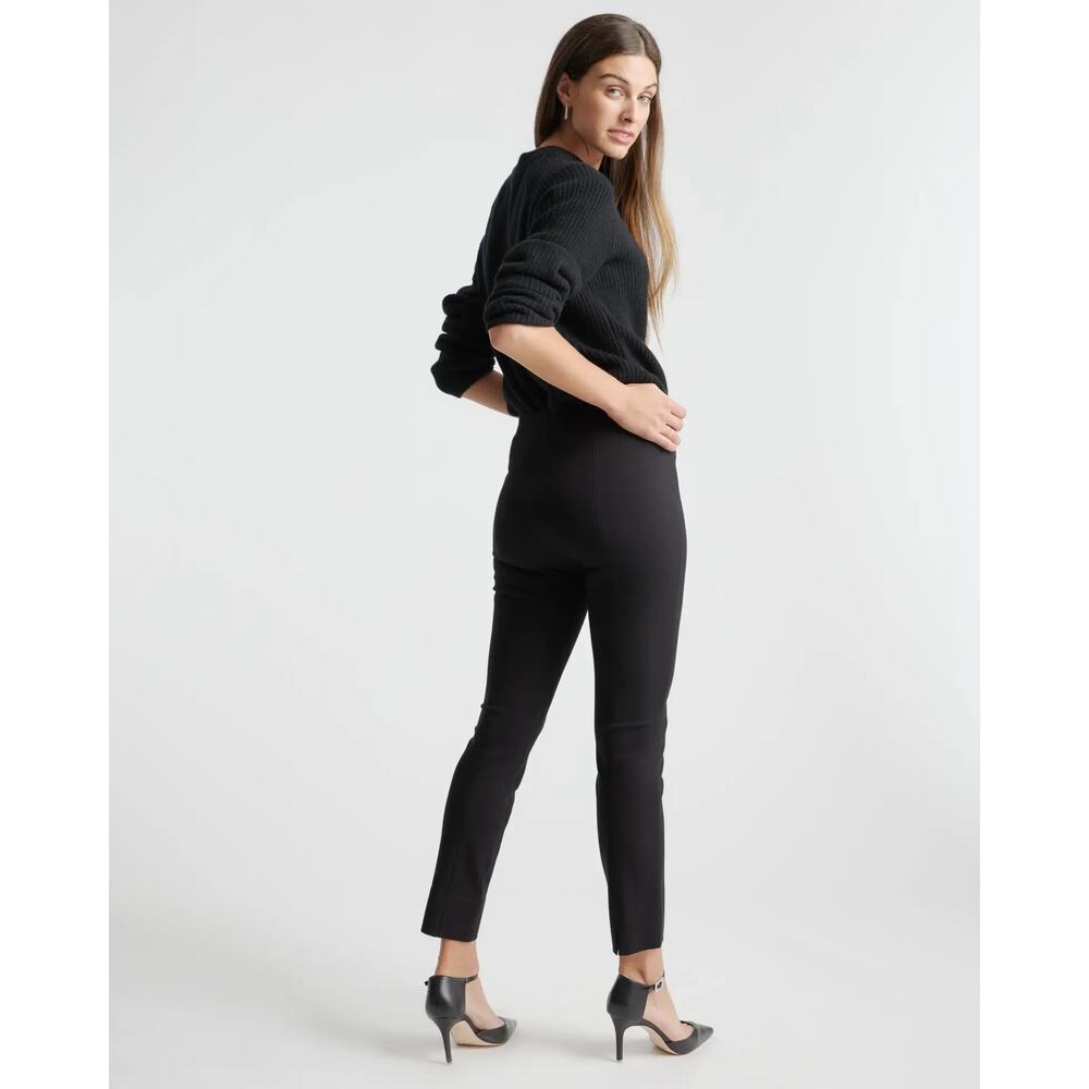 Quince Ultra-Stretch Ponte Pintuck Black Ankle Pants Size Medium - Picture 2 of 8